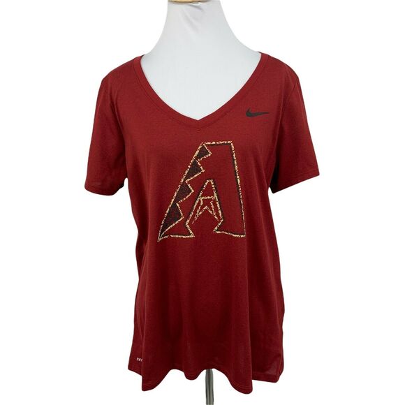 Arizona D-Backs Nike T Shirt Women's Size XL Red Athletic Cut Short Sleeve VNeck - Picture 1 of 11